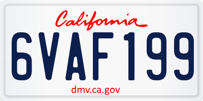 CA license plate 6VAF199