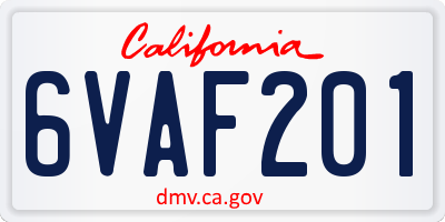 CA license plate 6VAF201