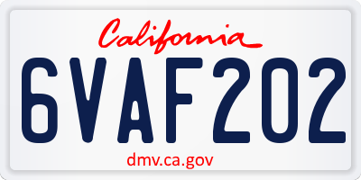 CA license plate 6VAF202