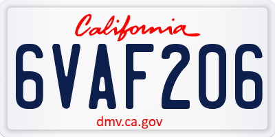 CA license plate 6VAF206