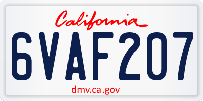 CA license plate 6VAF207
