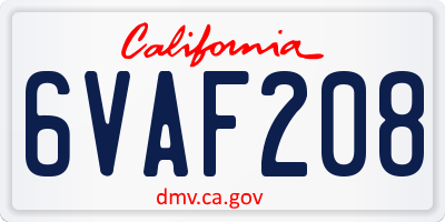 CA license plate 6VAF208