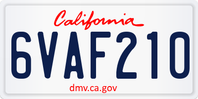 CA license plate 6VAF210