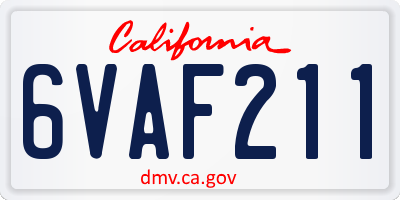 CA license plate 6VAF211