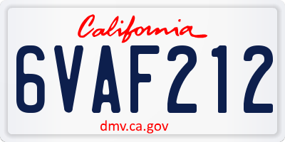 CA license plate 6VAF212