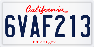 CA license plate 6VAF213