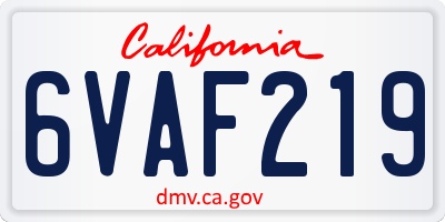 CA license plate 6VAF219