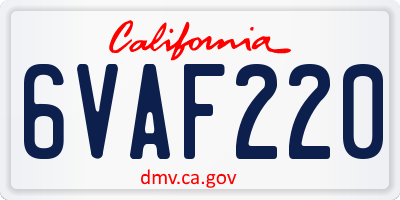 CA license plate 6VAF220