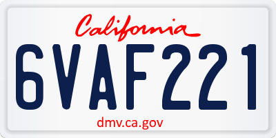 CA license plate 6VAF221