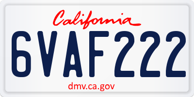 CA license plate 6VAF222