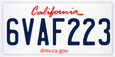 CA license plate 6VAF223