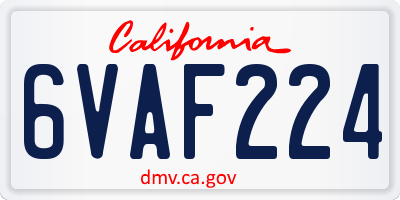 CA license plate 6VAF224