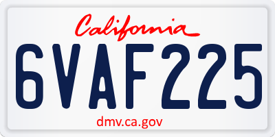 CA license plate 6VAF225