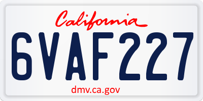 CA license plate 6VAF227