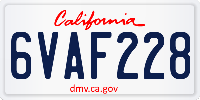 CA license plate 6VAF228