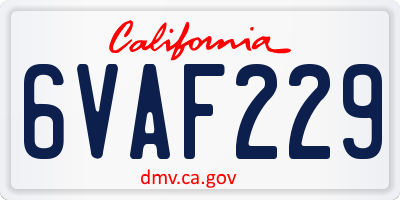 CA license plate 6VAF229
