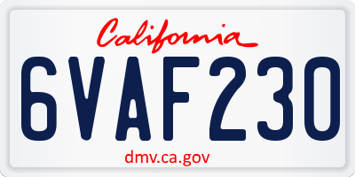 CA license plate 6VAF230