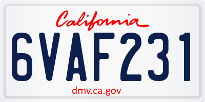 CA license plate 6VAF231