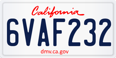 CA license plate 6VAF232