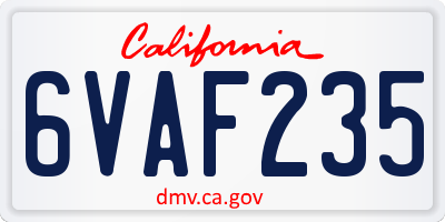 CA license plate 6VAF235