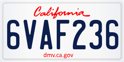 CA license plate 6VAF236