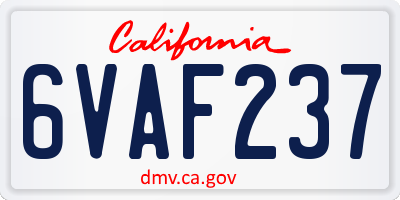CA license plate 6VAF237