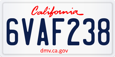 CA license plate 6VAF238