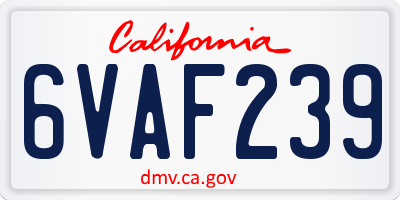CA license plate 6VAF239