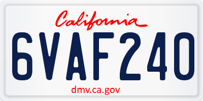 CA license plate 6VAF240