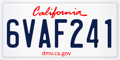 CA license plate 6VAF241
