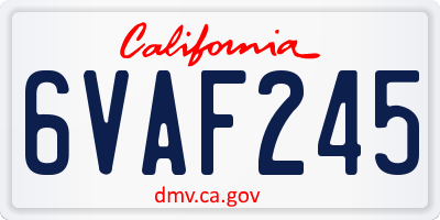 CA license plate 6VAF245