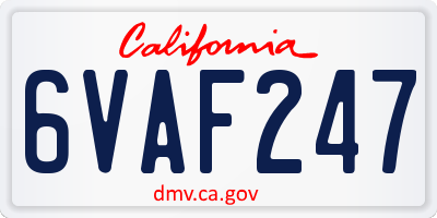 CA license plate 6VAF247