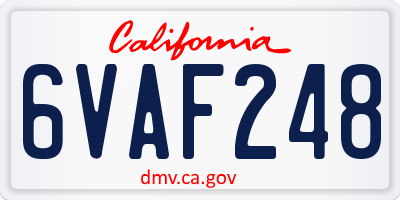 CA license plate 6VAF248