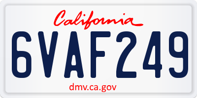 CA license plate 6VAF249