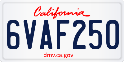 CA license plate 6VAF250
