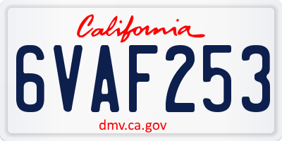 CA license plate 6VAF253