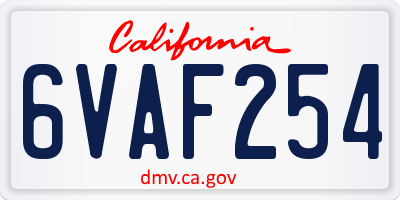 CA license plate 6VAF254