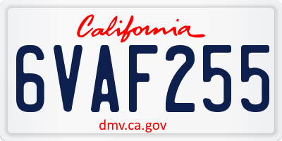 CA license plate 6VAF255