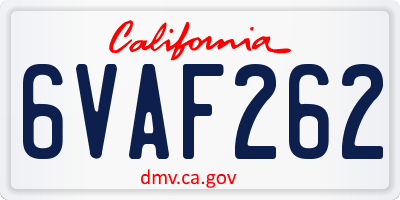 CA license plate 6VAF262