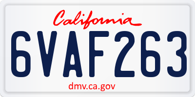 CA license plate 6VAF263
