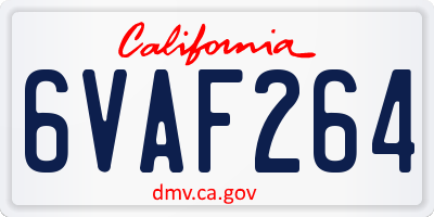 CA license plate 6VAF264