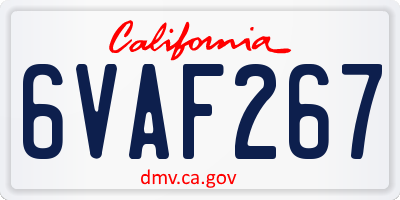 CA license plate 6VAF267