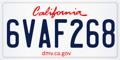 CA license plate 6VAF268