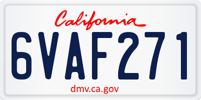CA license plate 6VAF271