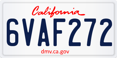 CA license plate 6VAF272