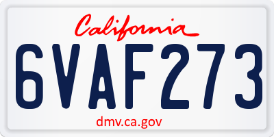 CA license plate 6VAF273