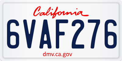 CA license plate 6VAF276