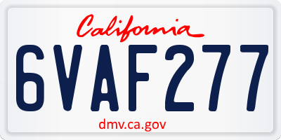 CA license plate 6VAF277