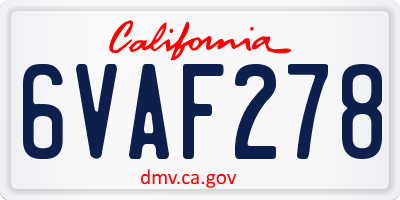 CA license plate 6VAF278