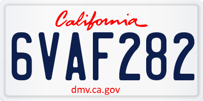 CA license plate 6VAF282